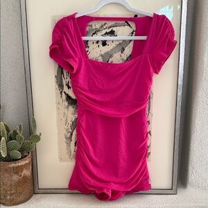 FP Movement by Free People Fuchsia Ruched romper